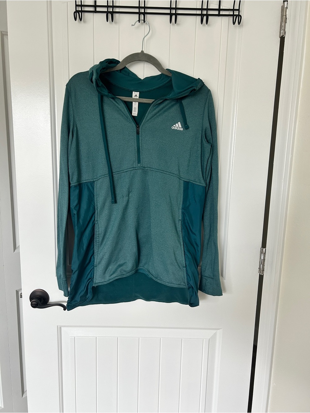 adidas Teal Hooded Quarter-Zip Pullover